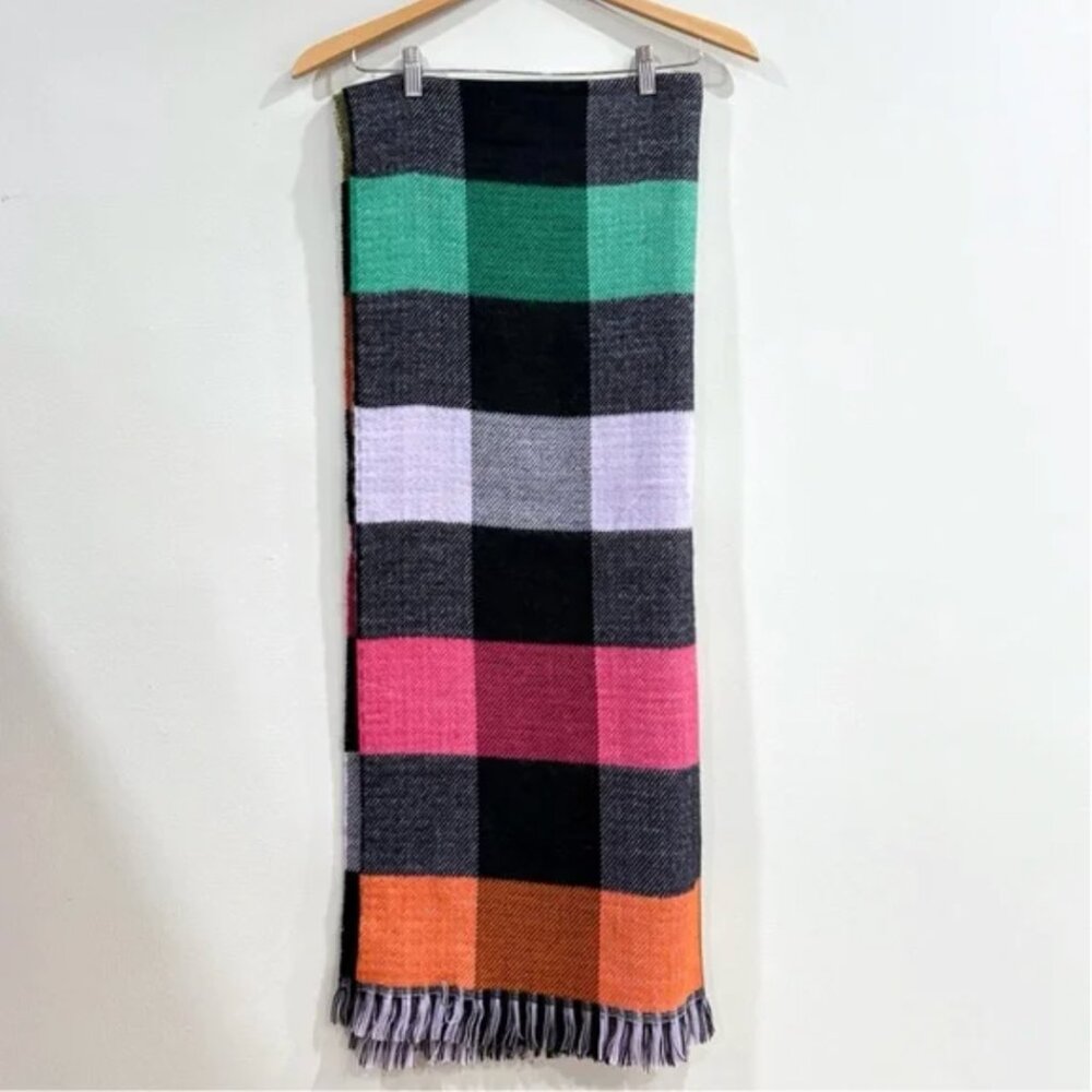 Anthropologie Black and Lavender/Multi Reversible Maxi Scarf